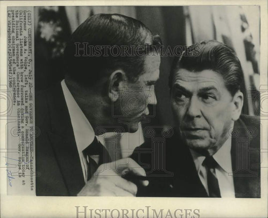 1968 Press Photo Gov. Ronald Reagan & Gov. John Volpe at National conference - Historic Images