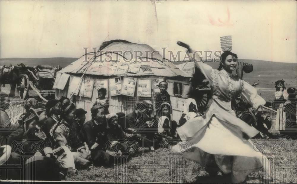 1965 A member of a traveling art troupe performs in Inner Mongolia.-Historic Images