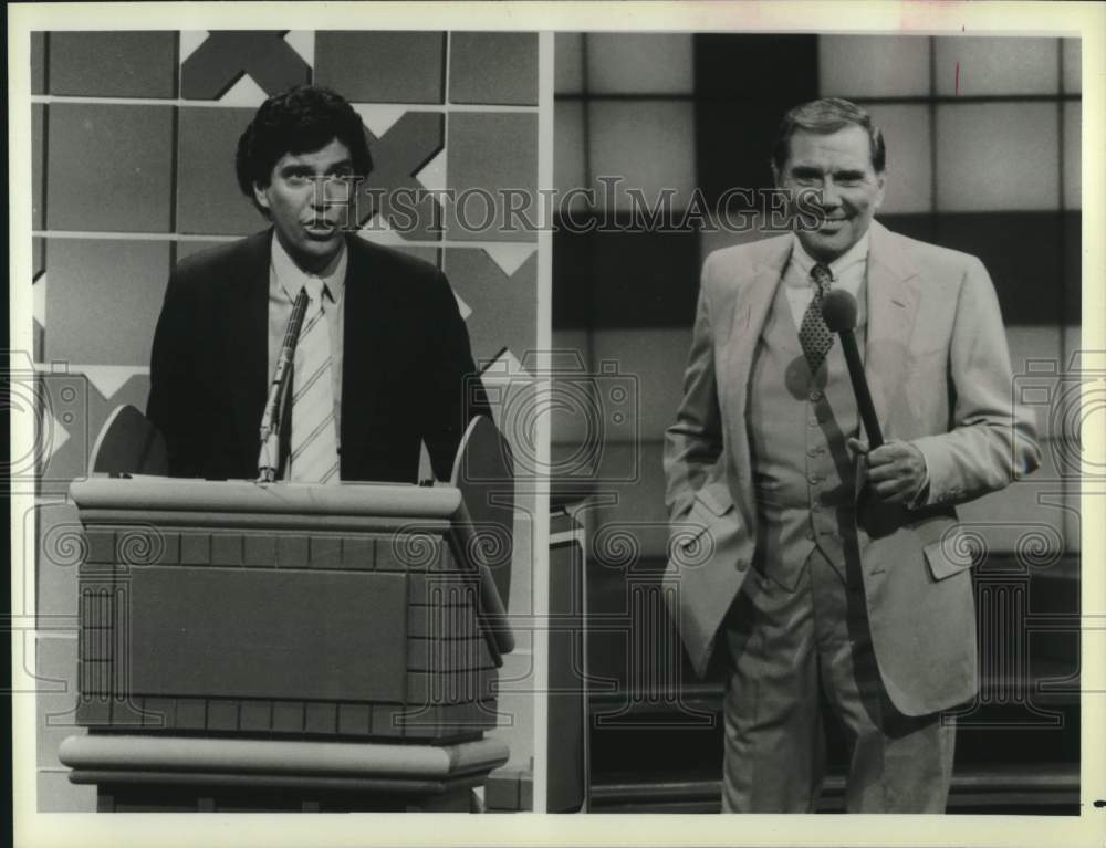 1983 Game Show Hosts: Gene Rayburn (right) and Jon Bauman - Historic Images