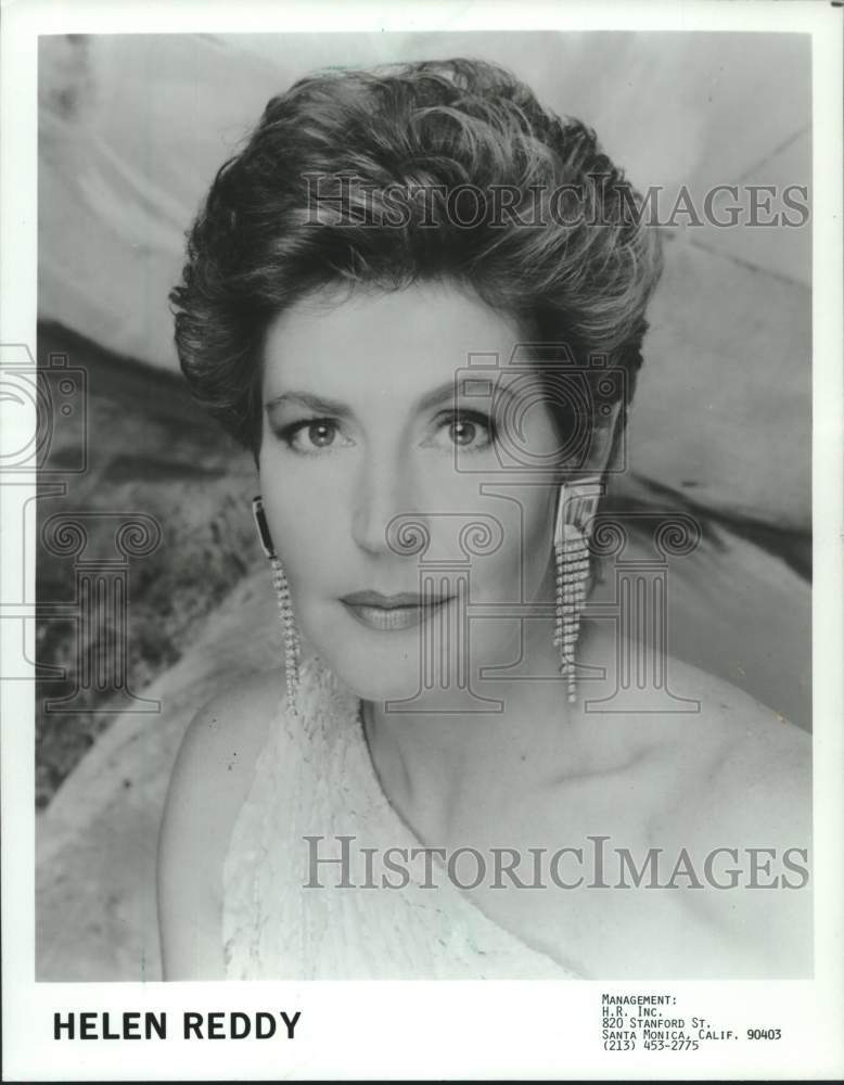 1988 Press Photo US singer Helen Reddy - mjx74956- Historic Images