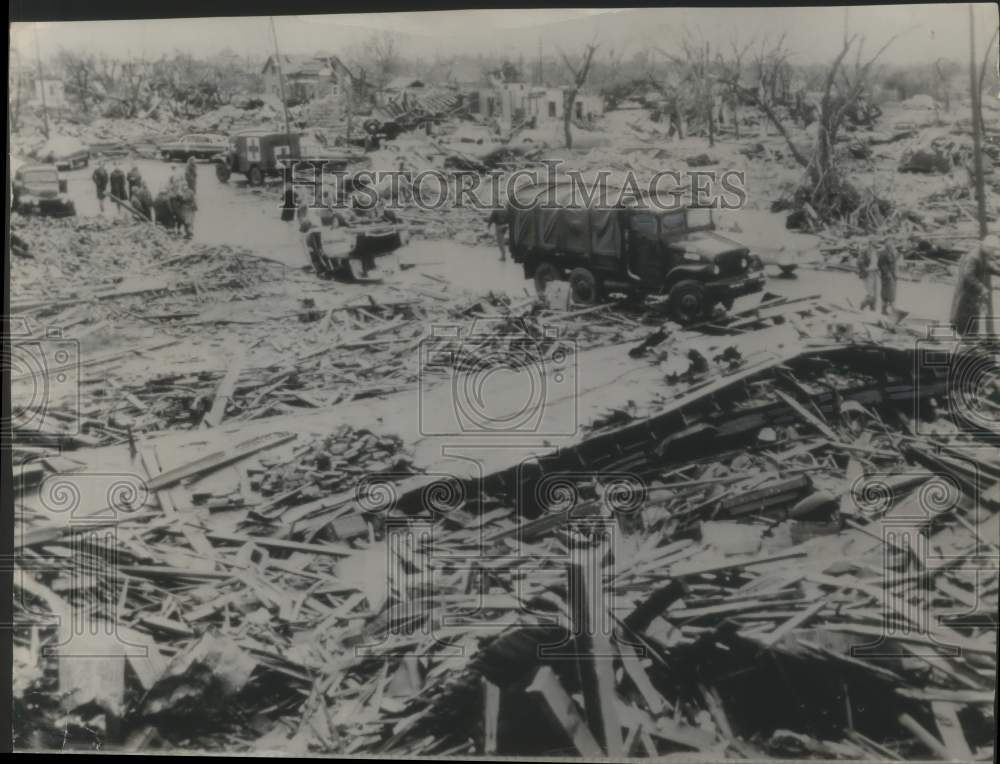 1955 Press Photo Udall, Kansas after a tornado destroyed it - Historic Images