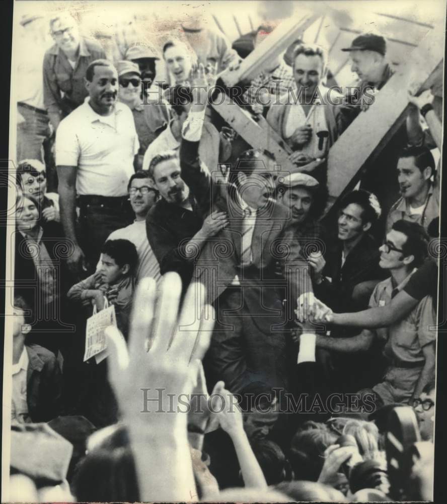 1970 President Nixon greets workers in Hartford, Connecticut. - Historic Images