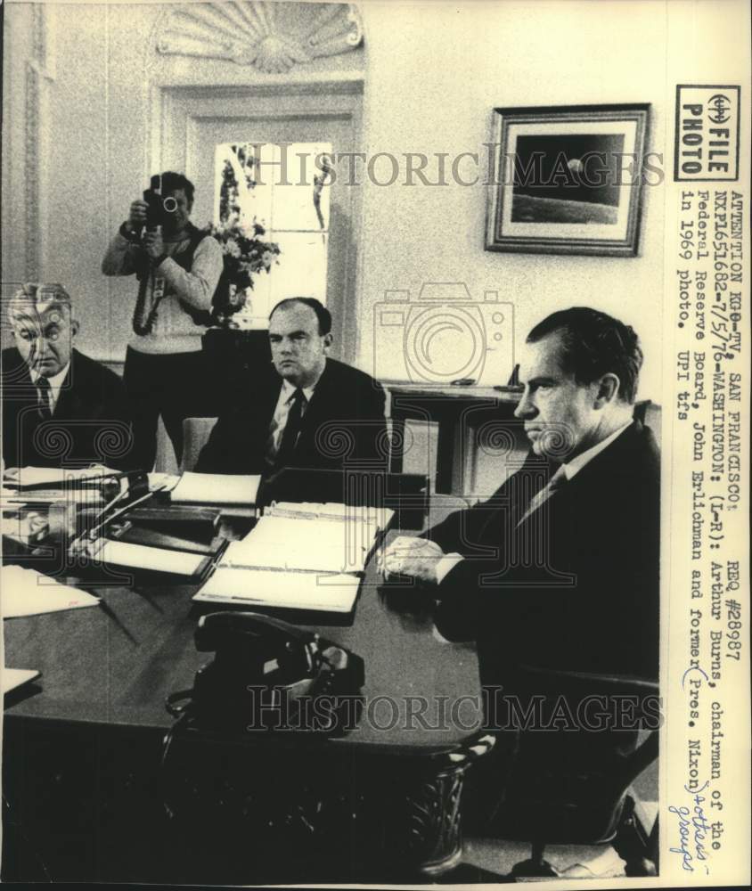 1969 President Nixon with Arthur Burns and John Erlichman - Historic Images