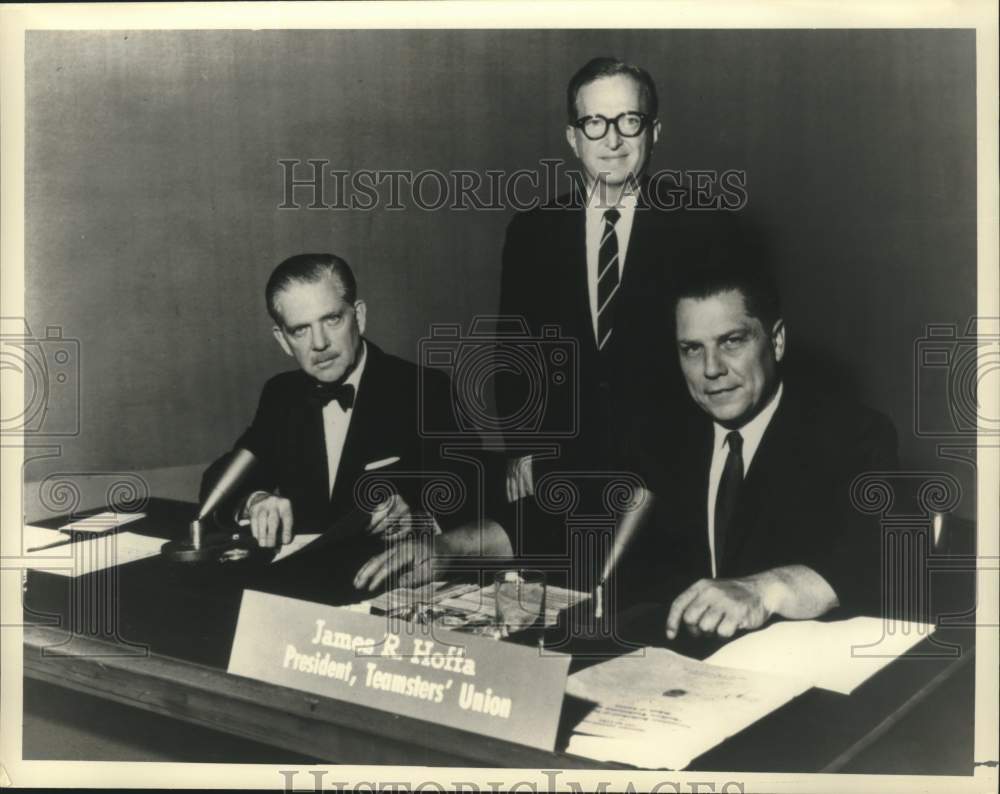 1961 Press Photo Jimmy Hoffa, with others, on &quot;Meet the Press,&quot; New York - Historic Images