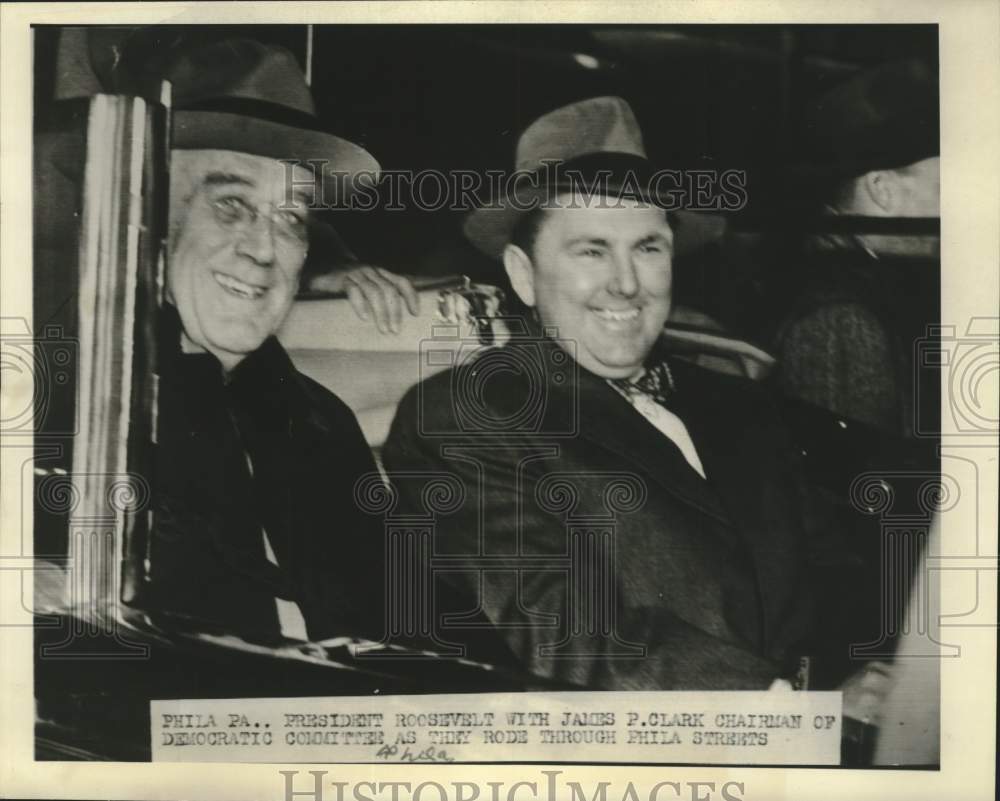 1944 President Roosevelt &amp; James P Clark ride through Philadelphia - Historic Images