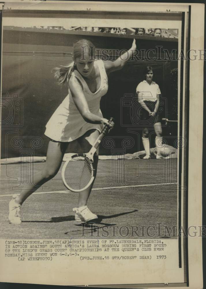 1973 Chris Evert in action at London Grass Court Championships - Historic Images