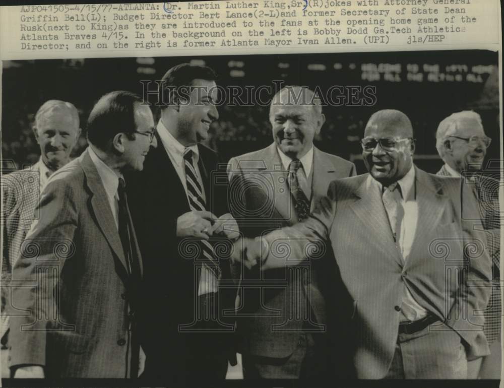 1977 Dr. Martin Luther King Sr. at Atlanta Braves opening home game - Historic Images