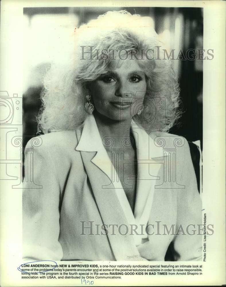 1990 Actress Loni Anderson hosts &quot;New &amp; Improved Kids&quot; - Historic Images