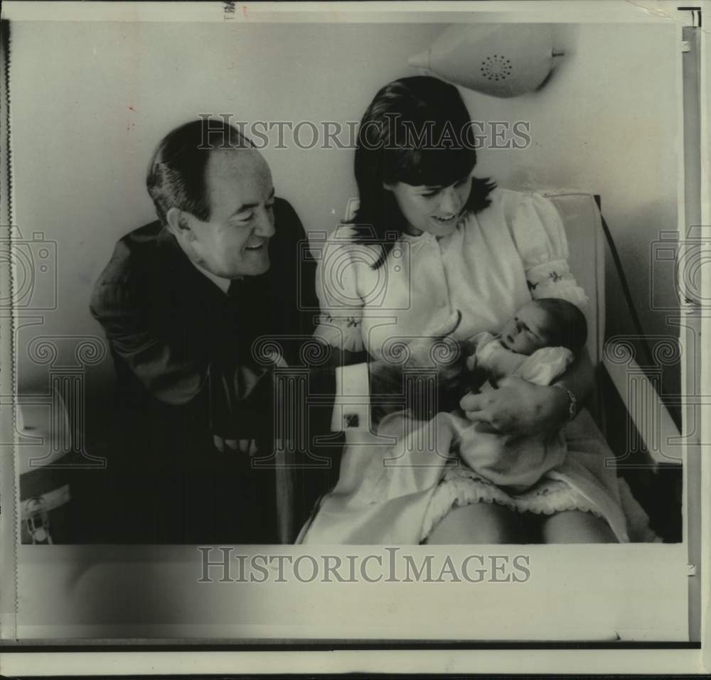 1968 Vice-President Humphrey visits his new granddaughter Pamela - Historic Images