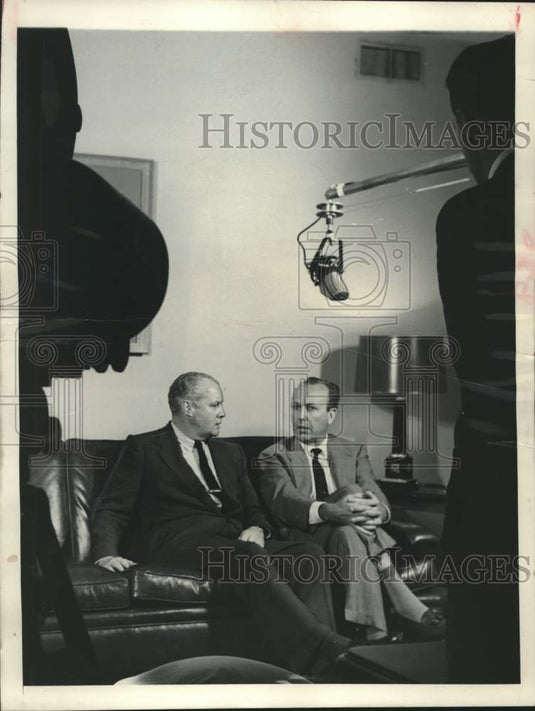 1955 William Randolph Hearst Jr. & other on Meeting at the Summit - Historic Images