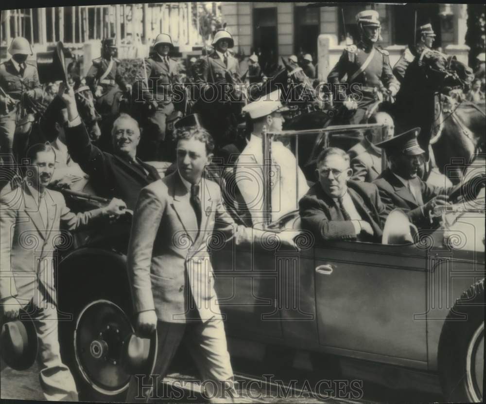 1936 President Roosevelt in escorted car in Buenos Aires, Argentina - Historic Images