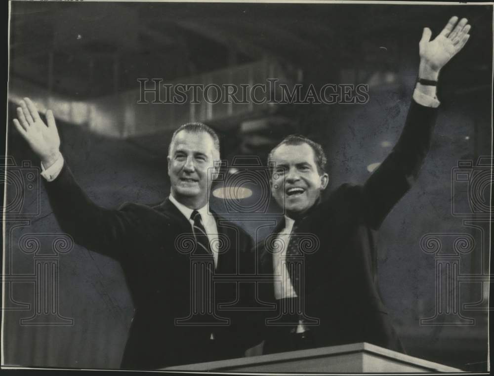 1968 Richard Nixon and Spiro Agnew on presidential campaign. - Historic Images