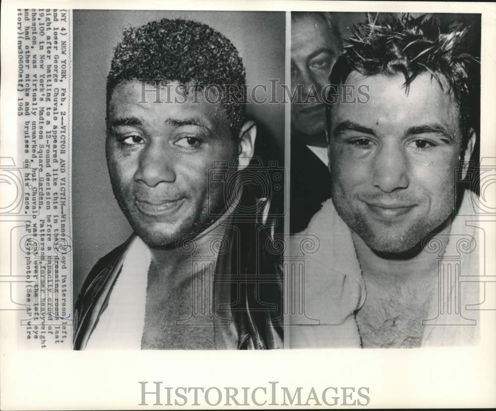 1965 Press Photo Boxers Floyd Patterson &amp; George Chuvalo after a match, New York - Historic Images