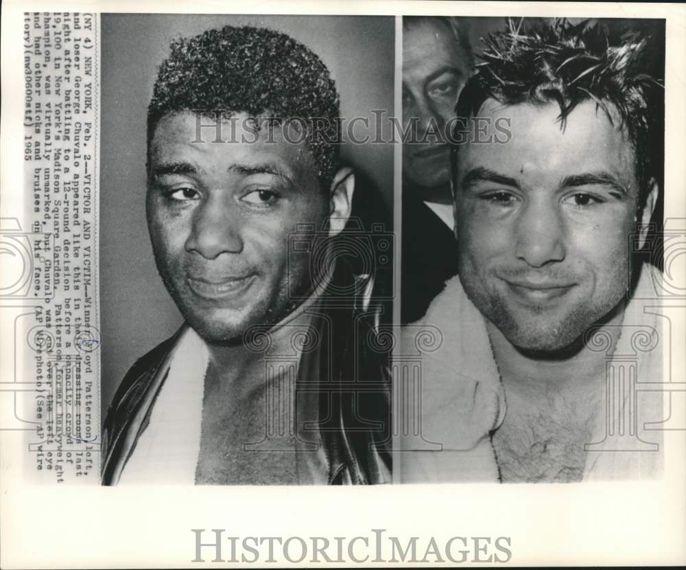 1965 Press Photo Boxers Floyd Patterson & George Chuvalo after a match, New York - Historic Images