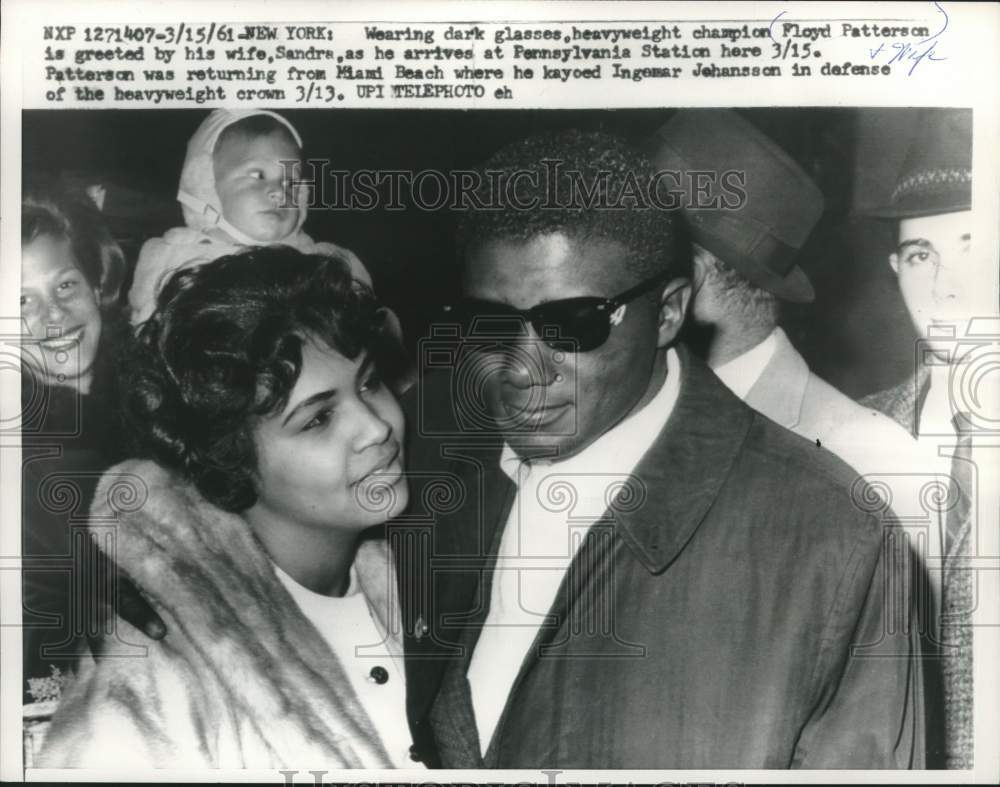 1961 Press Photo Heavyweight Boxing Champion Floyd Patterson &amp; his wife Sandra - Historic Images