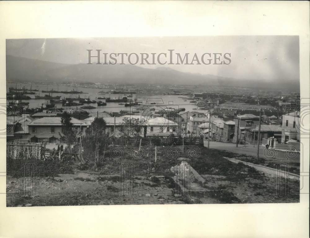 1942 Press Photo View of Japanese port of Hakodate on Island of Hokkaido. - Historic Images