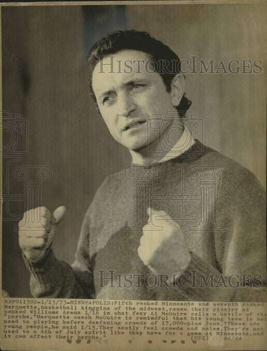 1973 Press Photo Marquette University basketball coach, Al McGuire. - Historic Images
