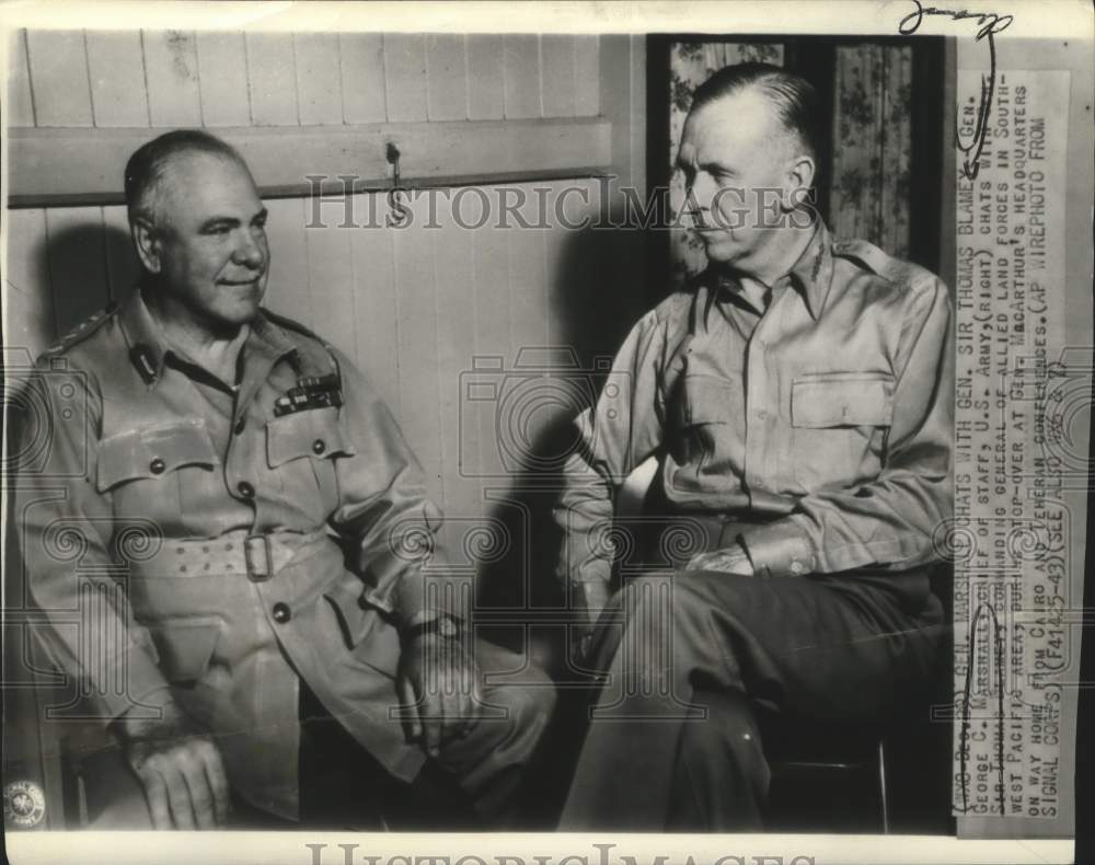 1944 Press Photo US Chief of Staff General George Marshall &amp; General Sir Thomas - Historic Images