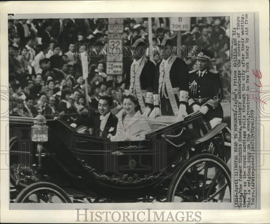 1959 Crown Prince Akihito and his bride on their Wedding day, Japan-Historic Images