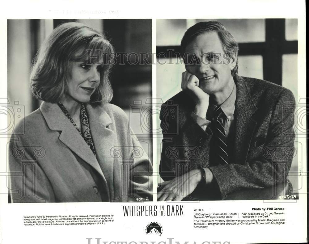 1992 Press Photo Alan Alda &amp; Jill Clayburgh in &quot;Whispers In The Dark&quot; - Historic Images