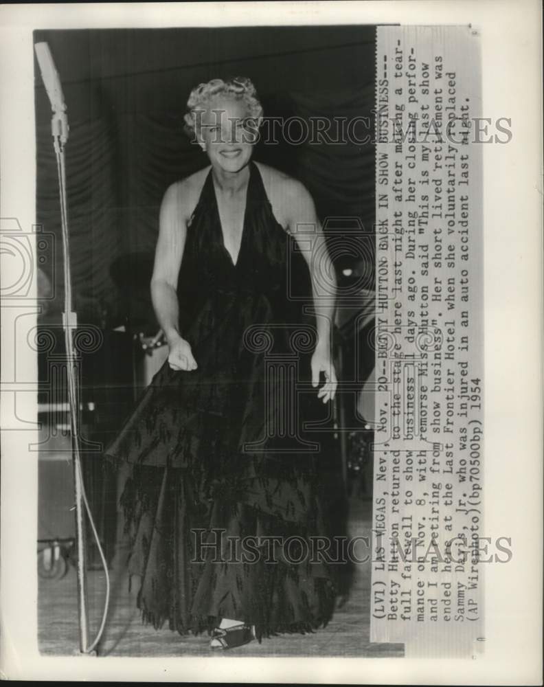 1954 Press Photo Actress Betty Hutton comes out of short-lived retirement - Historic Images