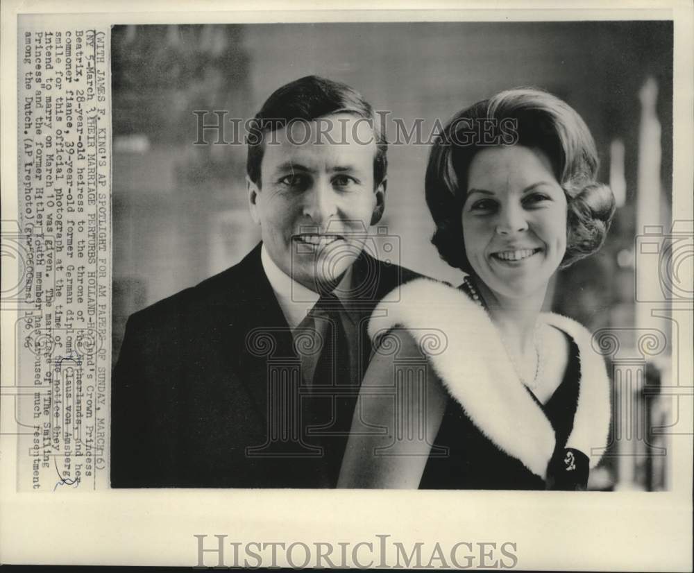 1966 Holland&#39;s Crown Princess Beatrix &amp; fiancé Claus von Amsberg. - Historic Images
