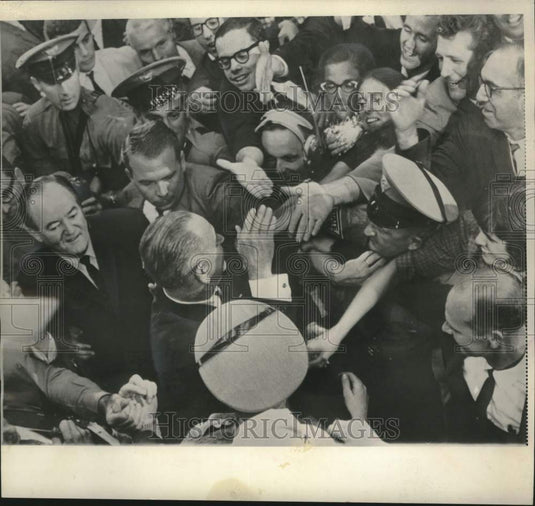1964 Senator Hubert H. Humphrey & others leaving convention hall - Historic Images