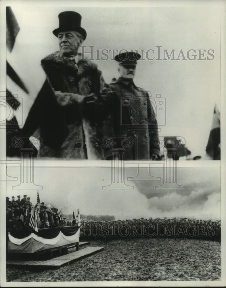 1918 President Woodrow Wilson addressing American troops in France - Historic Images