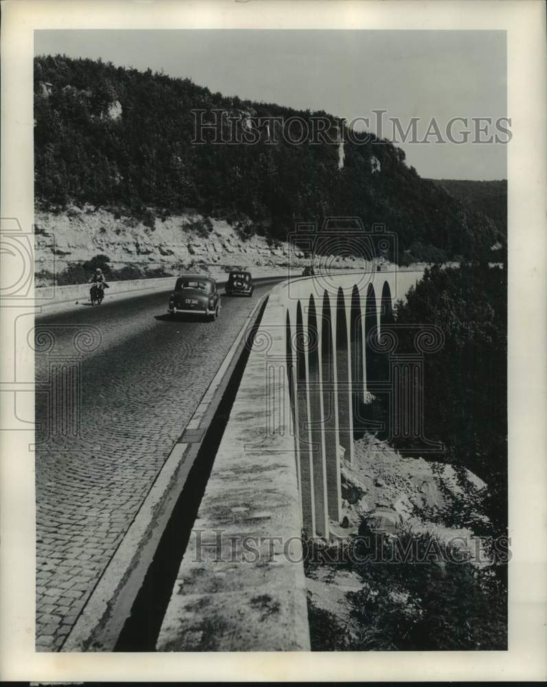 1953 Press Photo German Autobahn Express Highway near Geislingen, Germany - Historic Images