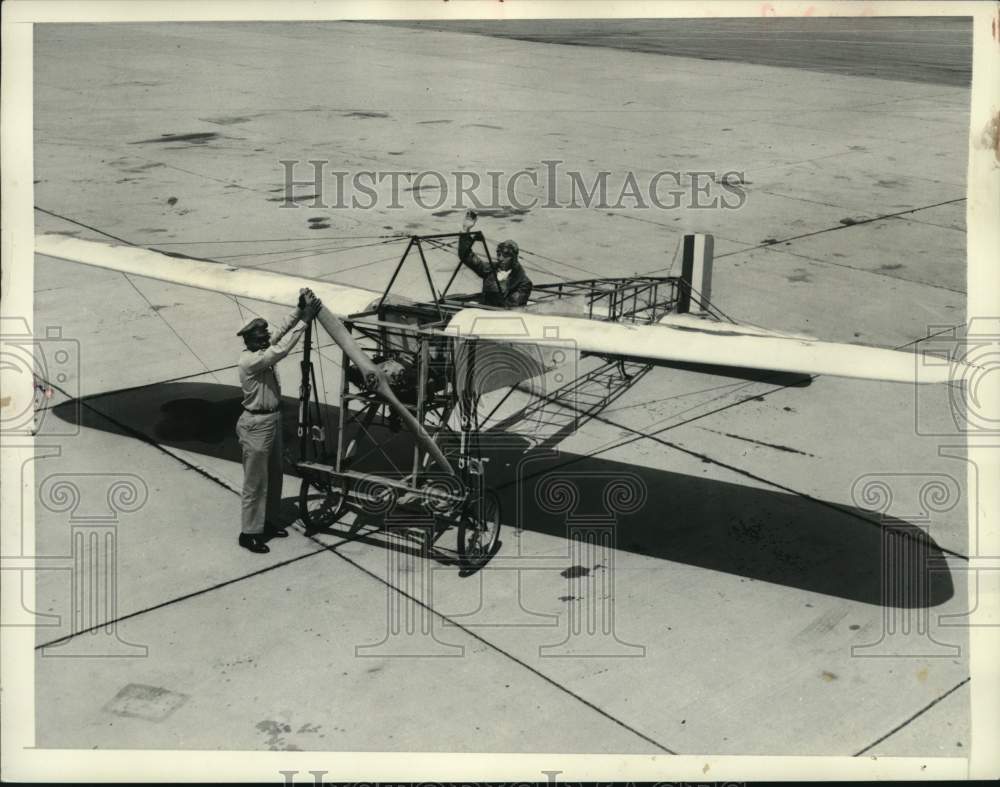 1957 Press Photo Provolt gets ready to test Bleriot plane - mjx97651 - Historic Images