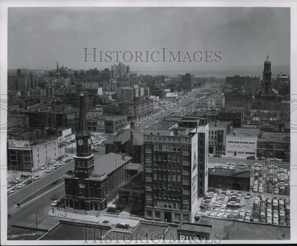 1956 Press Photo Proposed Civic Center Area. Milwaukee, Kilbaun Avenue- Historic Images