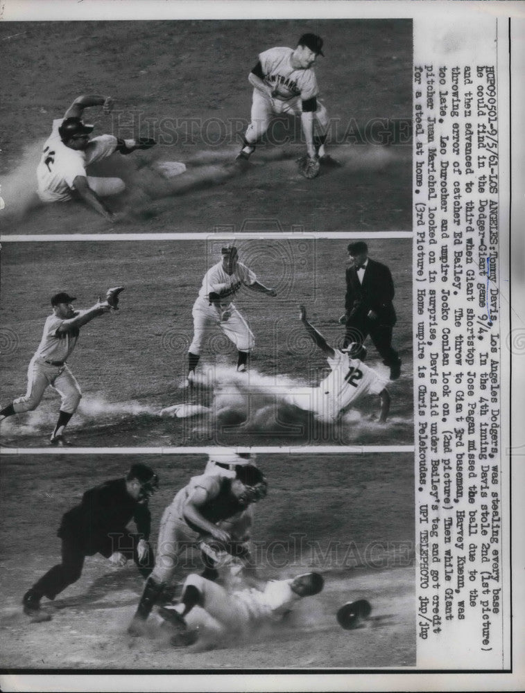 1961 Press Photo San Francisco Giants Shortstop Jose Pagan &amp; Ed Bailey - Historic Images