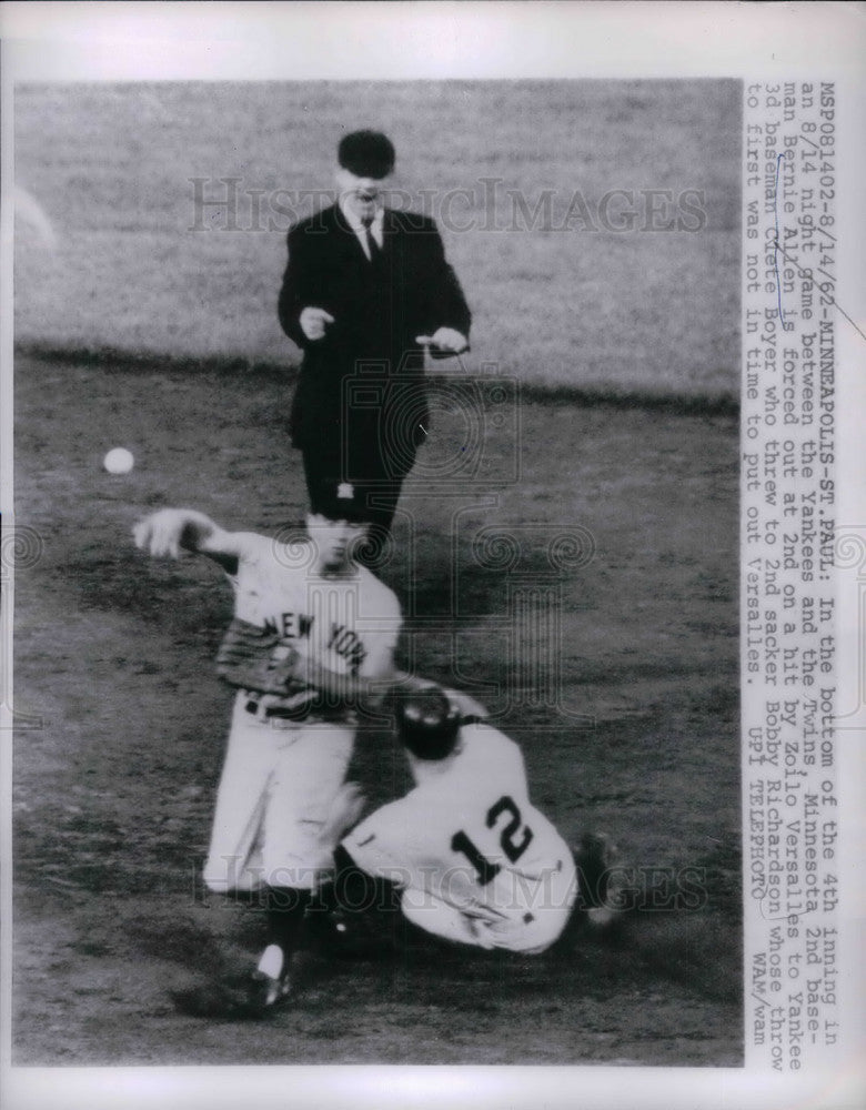 1962 Press Photo Twins 2nd Baseman Bernie Allen - Historic Images