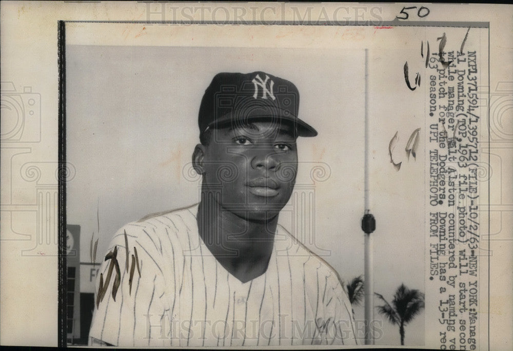 1963 Press Photo Pitcher Al Downing - Historic Images
