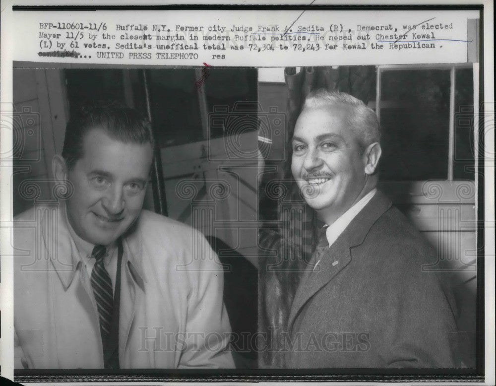 1957 Press Photo Former City Judge Frank Sedita Elected Mayor-Historic Images