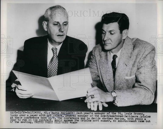 1953 Former Manager of St. Louis Browns Marty Marion - Historic Images