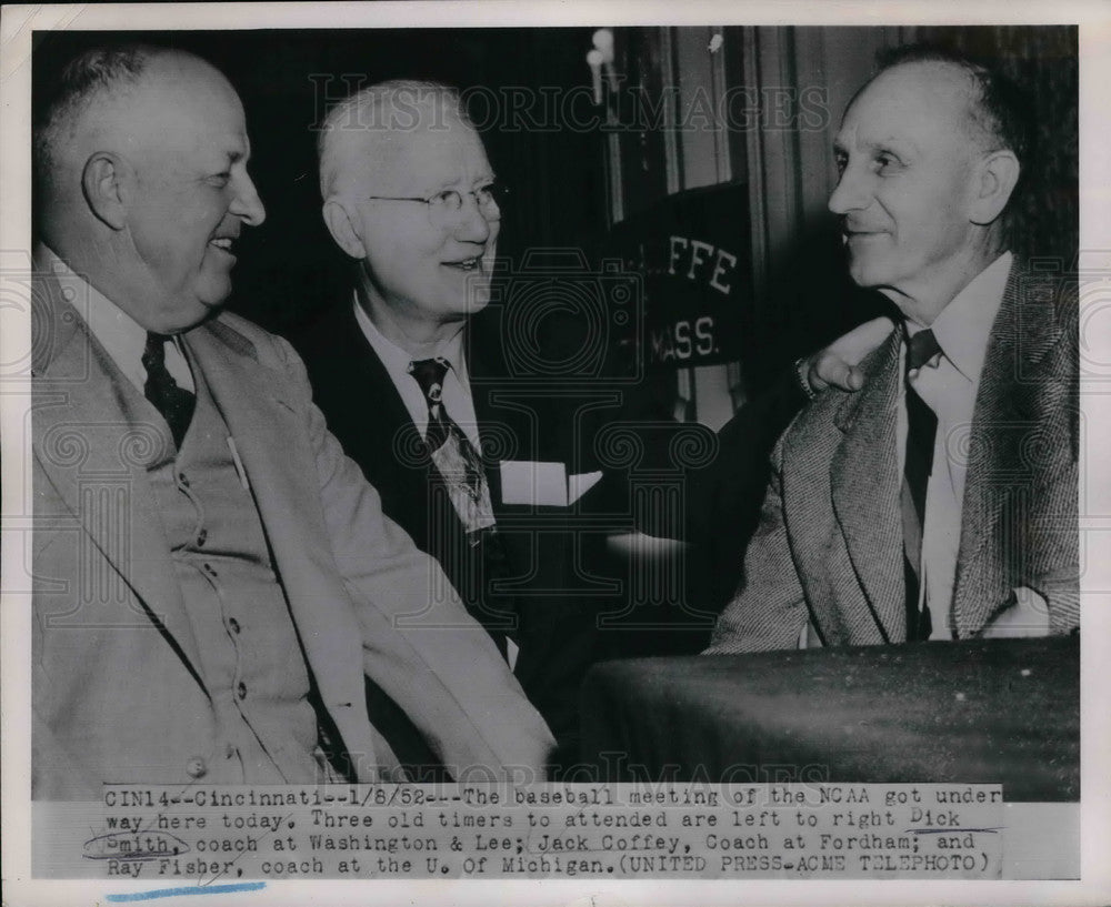 1952 Dick Smith JAck Coffey Ray Fisher Attend NCAA Football Meeting - Historic Images