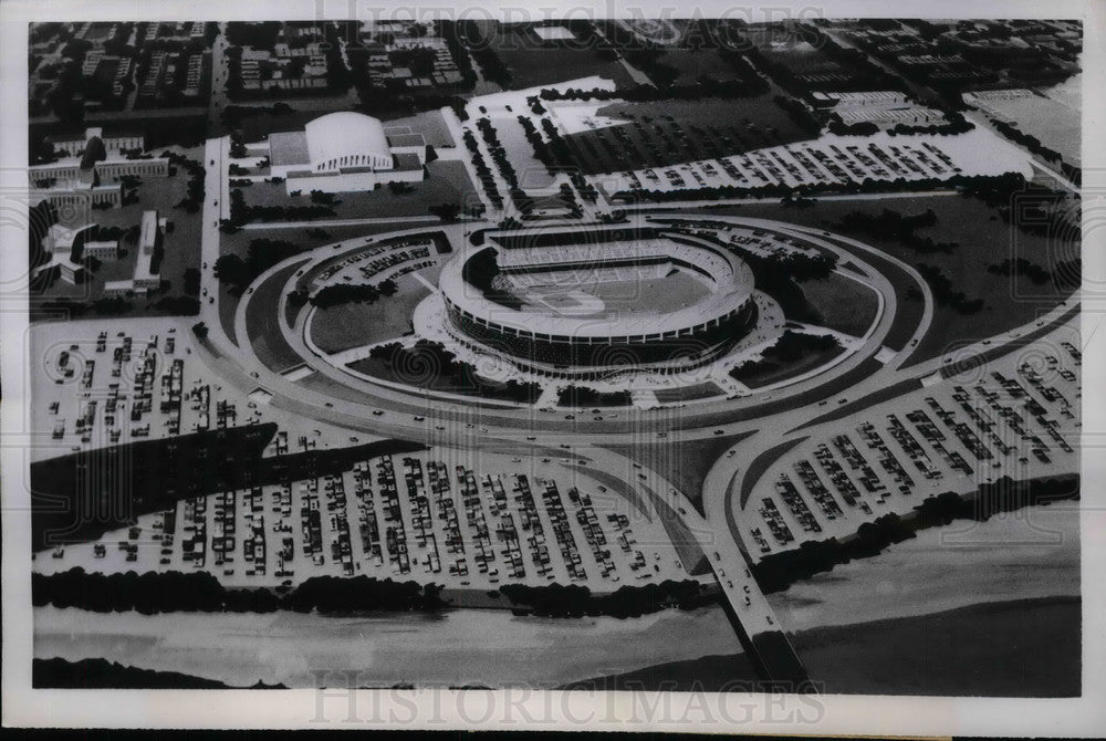 1959 Press Photo Architect&#39;s Proposed National Stadium in Washington, D. C. - Historic Images
