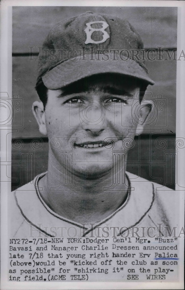 1950 Dodger Right hander Erv Palica kicked off the club - Historic Images