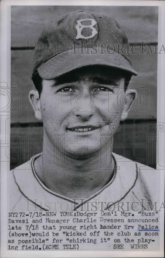 1950 Dodger Right hander Erv Palica kicked off the club - Historic Images