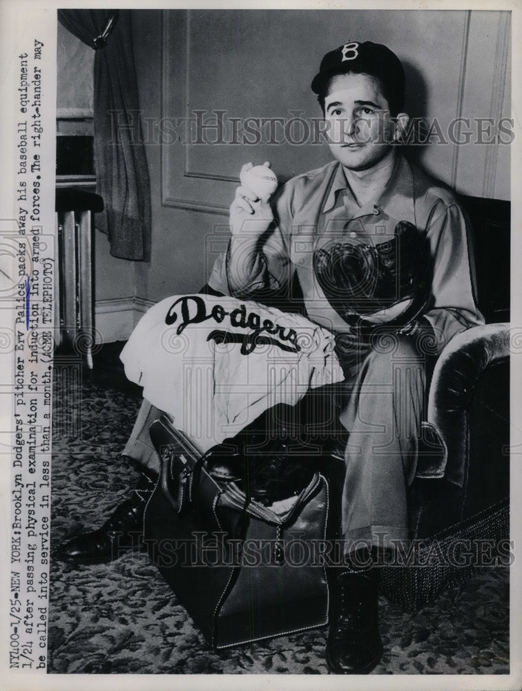 1951 Press Photo Dodger Right hander Erv Palica - Historic Images