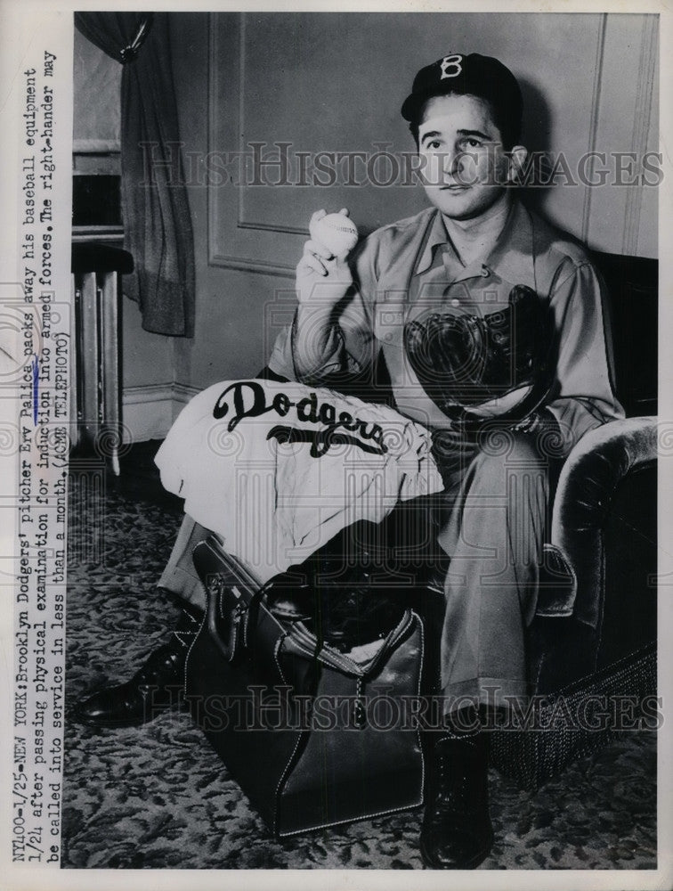 1951 Press Photo Dodger Right hander Erv Palica - Historic Images