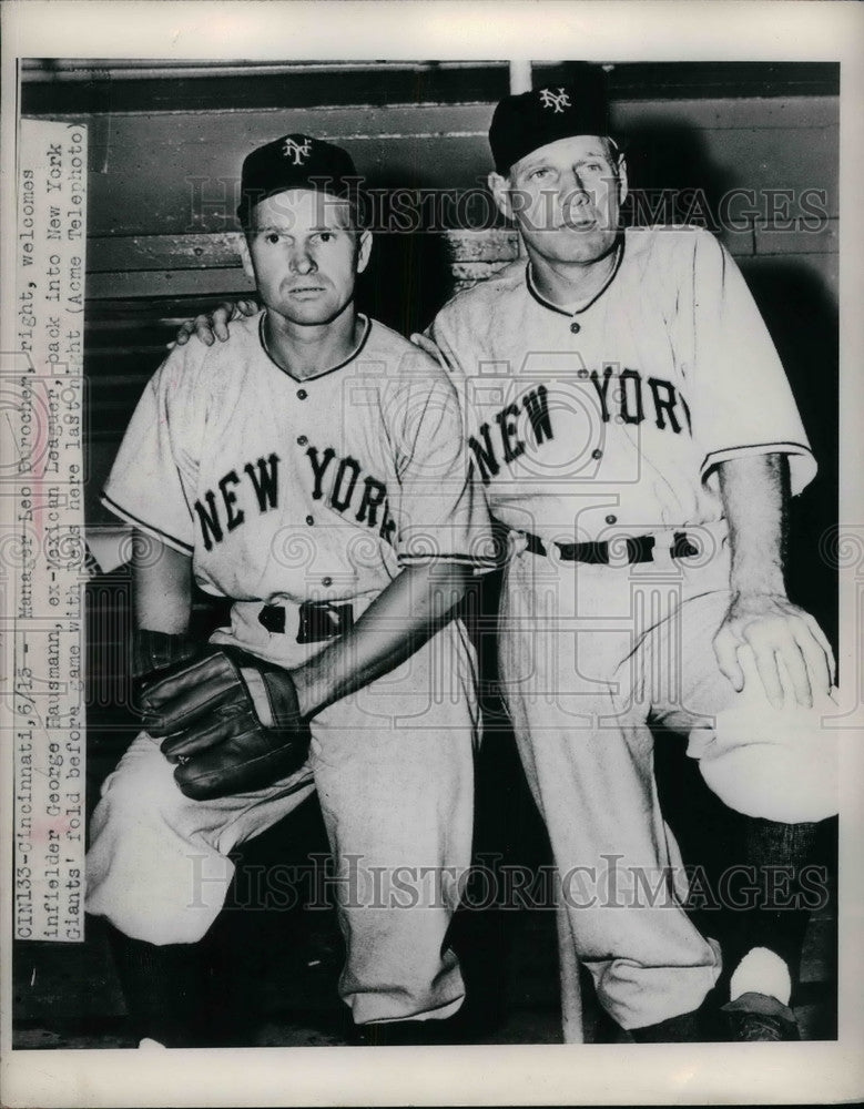 1949 Press Photo Leo Duroucher George Hausmann New York Giants - Historic Images