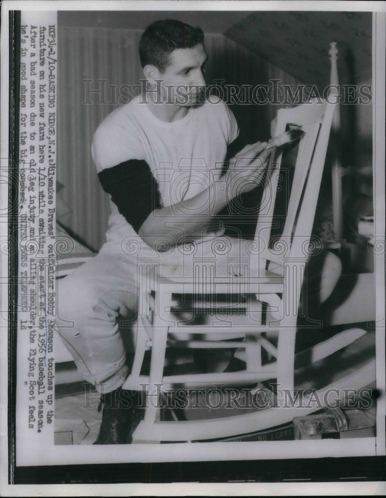 1956 Bobby Thomson of Milwaukee Braves at his Farm - Historic Images