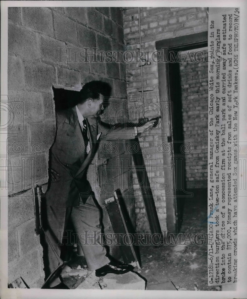1951 Frank Lane, General Manager White Sox, Comiskey Park Burglary - Historic Images