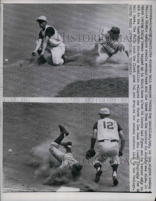 1958 Press Photo Phillies Richie Ashburn, Roy McMillia, Ed Bouche - Historic Images