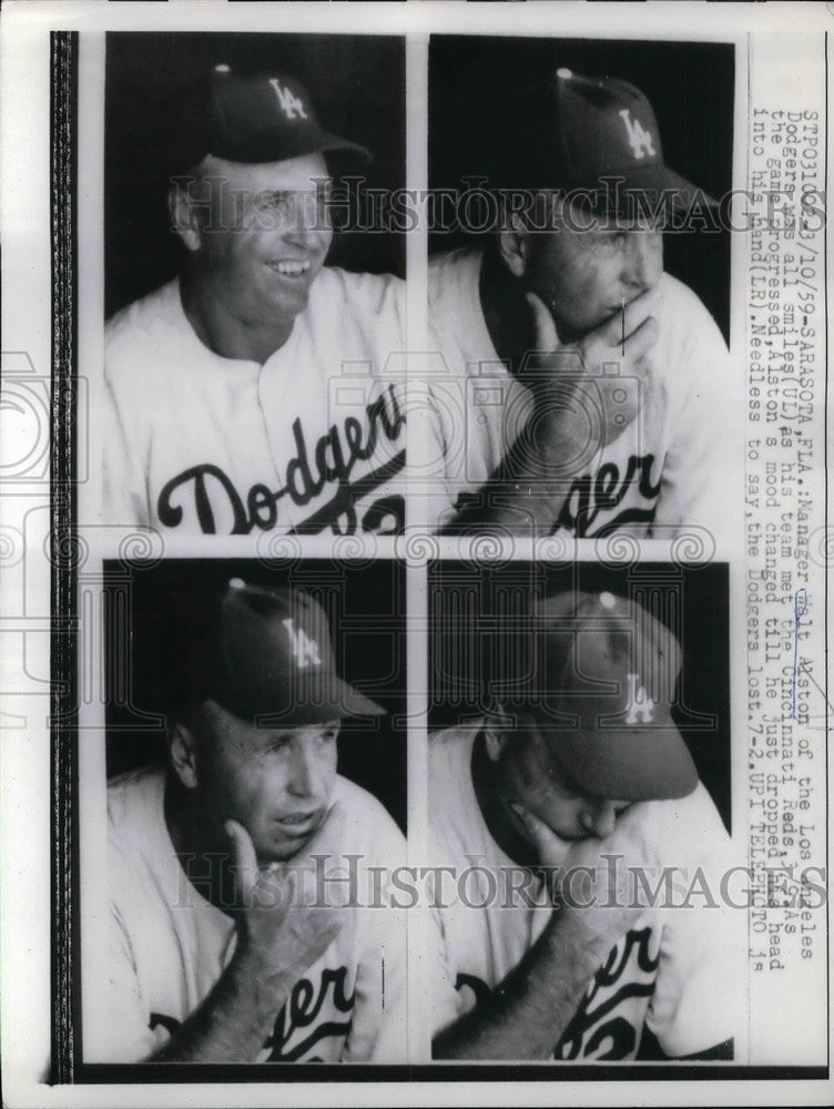 1959 Press Photo Dodgers Manager During Loss To Cardinals-Historic Images
