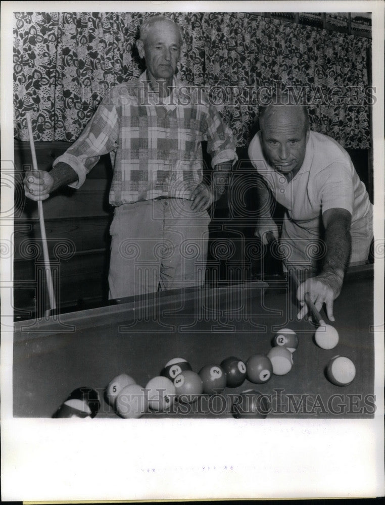 1962 New Dodgers Manager Walt Alston Plays Pool With His Father - Historic Images
