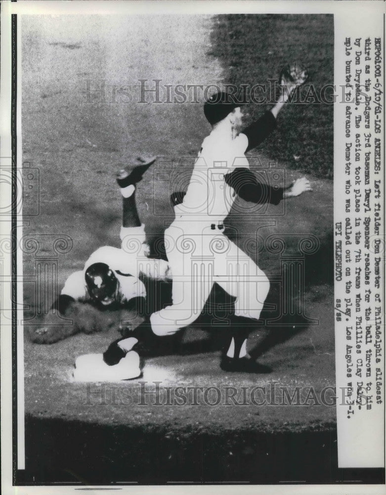 1961 Don Demster, Philadelphia, Dodger 3rd Baseman Daryl Spencer - Historic Images