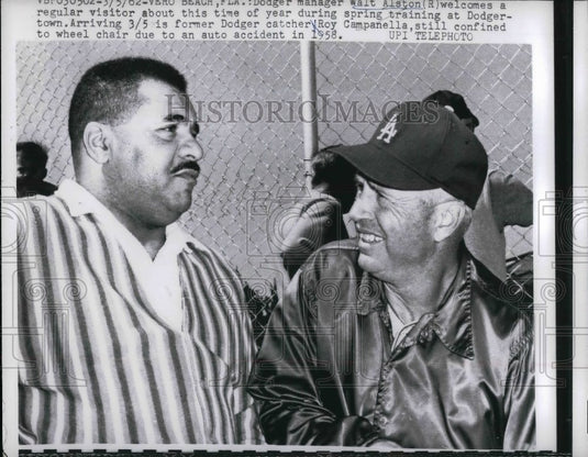 1962 Walt Alston, Dodger Manager, Former Catcher Roy Campanella - Historic Images
